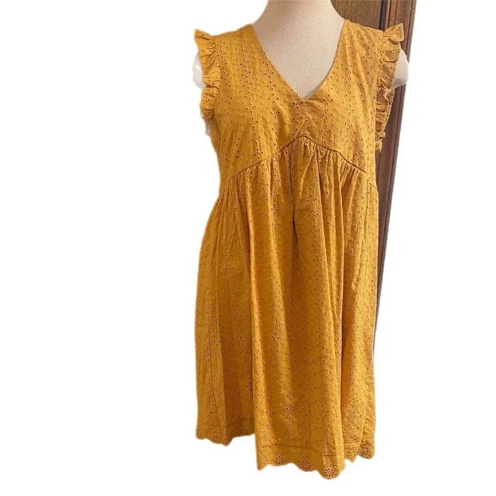 NWT Knox Rose Sahara Gold Mustard Eyelet Dress Size Medium New